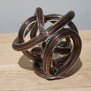 Intricate Brown Glitter and Black Glass Accent Sphere